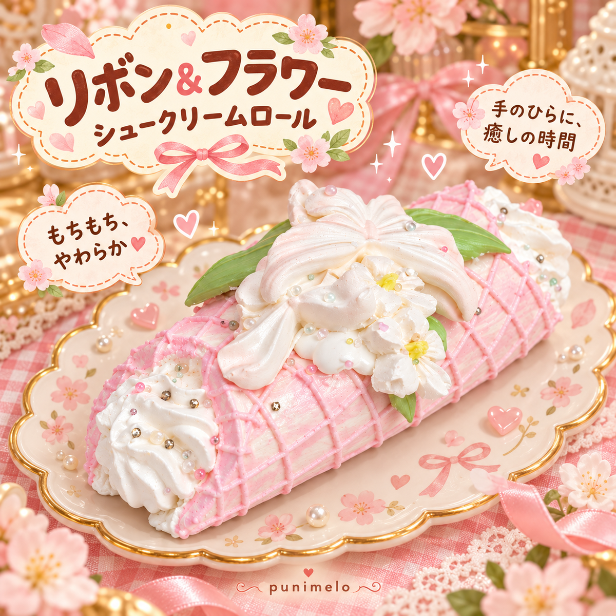 【Punimelo】シュークリームロール スクイーズ 全4種｜もちもちやわらか触感・シリコーン製・ハンドメイド