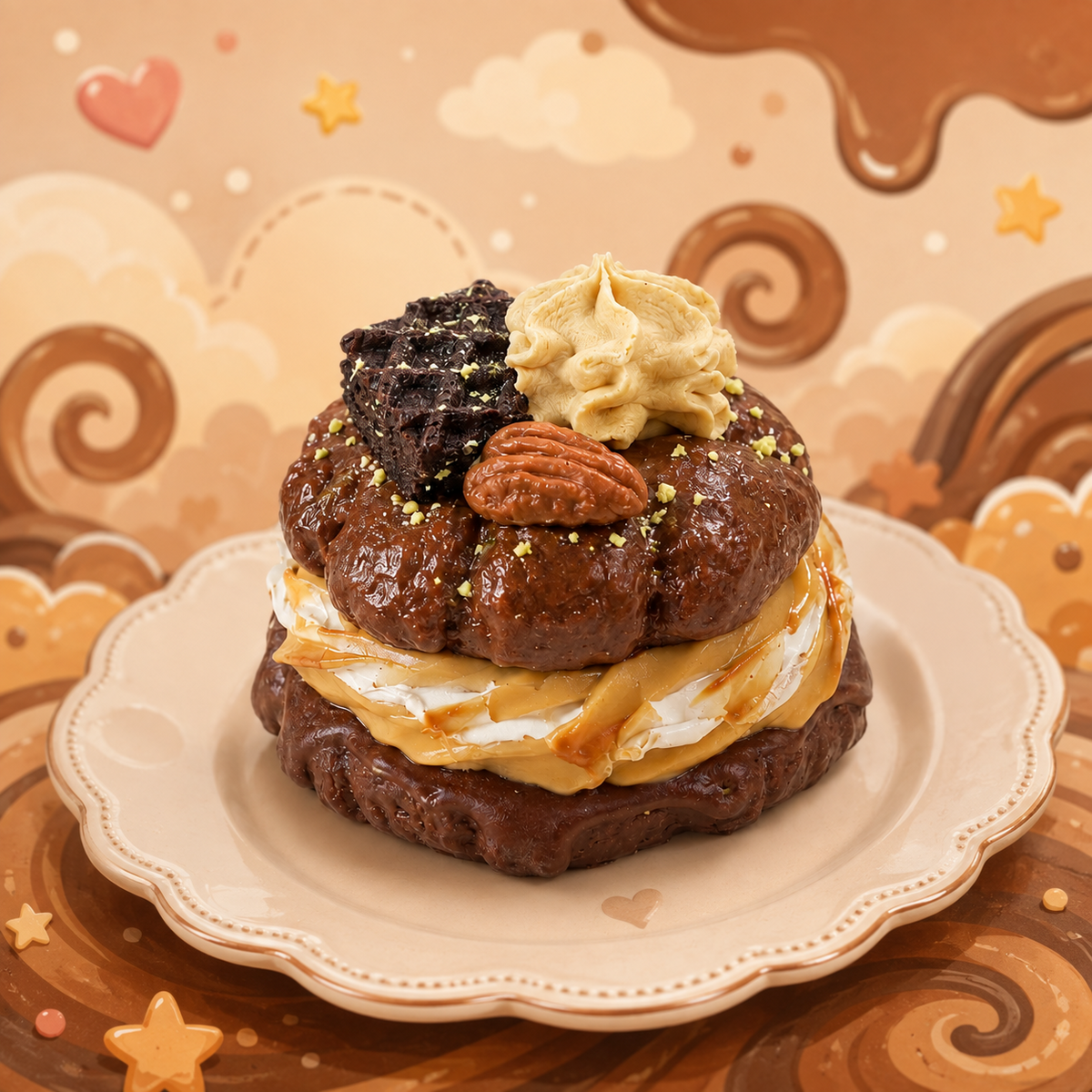【Punimelo】シュークリーム スクイーズ 全2種｜もちもちやわらか触感・シリコーン製・ハンドメイド
