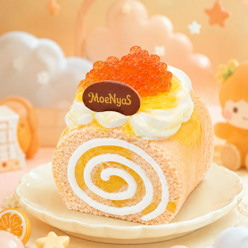 【Punimelo】デコレーションロールケーキ スクイーズ 全9種｜もちもちやわらか触感・シリコーン製・ハンドメイド