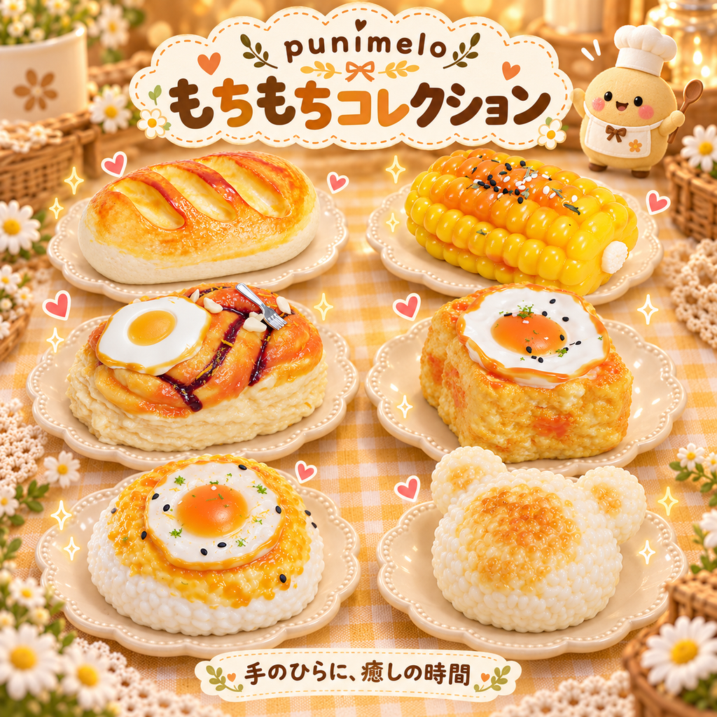 【Punimelo】フードスクイーズ 全6種｜もちもちやわらか触感・シリコーン製・ハンドメイド