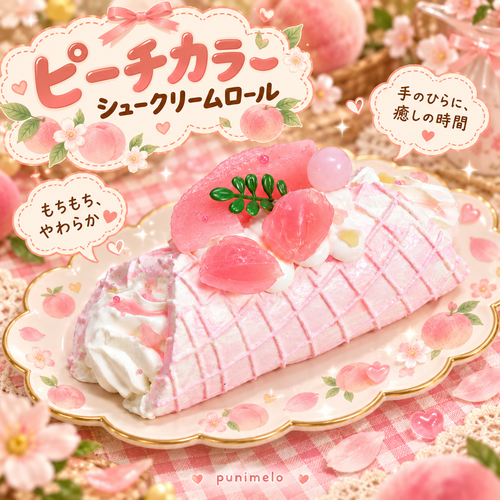 【Punimelo】シュークリームロール スクイーズ 全4種｜もちもちやわらか触感・シリコーン製・ハンドメイド