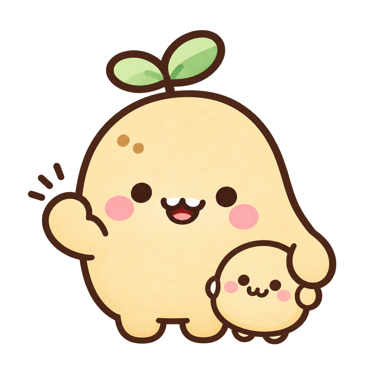 手を振ってお迎えするポテトちゃん
